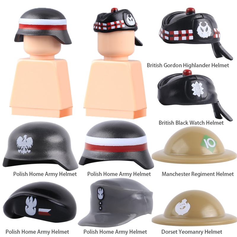 Lego Minifigure Holder - Blok Bangunan Topi Militer Polandia MOC